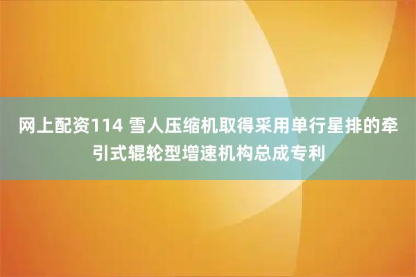 网上配资114 雪人压缩机取得采用单行星排的牵引式辊轮型增速机构总成专利